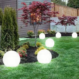 ETC Shop LED Solar Außen Steck Lampe Garten Beleuchtung Erdspieß Kugel Leuchte weiß Steckleuchte Solarlampe