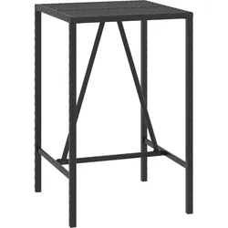vidaXL Bartisch mit Glasplatte Schwarz 70x70x110 cm Poly Rattan