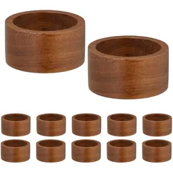 Relaxdays Serviettenringe, 12er Set, aus Holz, HxD: 2,5 x 5 cm, Serviettenhalter, Papier- und Stoffservietten, braun