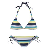 VENICE BEACH Triangel-Bikini Damen marine-gelb-gestreift, Gr.40 Cup A/B,