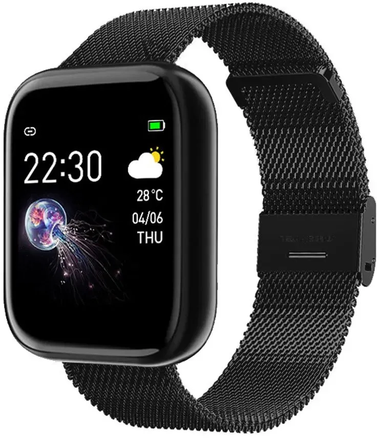 Bluetooth Smartwatch Schrittzähler Armbanduhr Sport Fitness Tracker Für Samsung HUAWEI Smartwatch Wasserdicht Damen,Schwarz