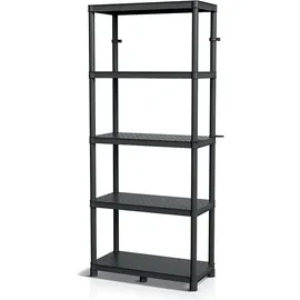 Kistenberg Lagerregal Kunststoff 74 x 36 x 172,5 cm schwarz 5 Ablageböden