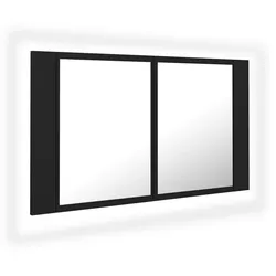 vidaXL LED-Bad-Spiegelschrank Schwarz 80x12x45 cm Acryl