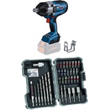 Bosch Professional BITURBO Akku Drehschlagschrauber GDS 18V-1050 H (ohne Akkus & Ladegerät, im Karton) +35tlg. HSS Holz Bohrer & Bit Set Extra Hart (Kreuzschlitz-,Pozidriv-,Hex-, TH-, S-Bit, Zubehör)