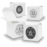 Adventskalender zum Füllen 24x Würfel 6,5cm WEISS + Sticker V04 Z25 - Weiß