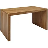 KADIMA DESIGN Schreibtisch BOHA Massiv-Holz Akazie Computertisch 140 cm breit Echtholz Design Ablage Büro-Tisch Landhaus-Stil - Beige
