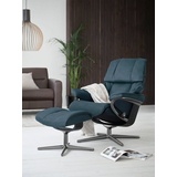 Stressless Stressless® Relaxsessel »Reno«, (Set, Relaxsessel mit Hocker), mit Hocker, mit Cross Base, Größe S, M & L, Holzakzent Schwarz, blau