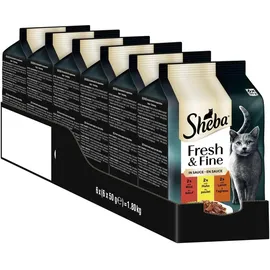 Sheba Fresh & Fine in Sauce Rind, Huhn & Lamm 6 x 50 g