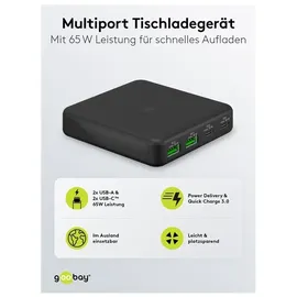goobay Multiport 4-fach Tischladegerät (65 W) schwarz