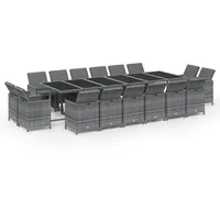 vidaXL Garten-Essgruppe 17-tlg. Grau