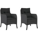 vidaXL Gartenstuhl 53,7 x 63,1 x 32 cm schwarz 2 St.