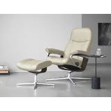 Stressless Stressless® »Consul«, (Set, Relaxsessel mit Hocker), mit Hocker, mit Cross Base, Größe S, M & L, Holzakzent Wenge beige