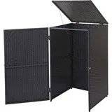 MCW Mülltonnenverkleidung MCW-E25, Mülltonnenbox Mülltonnenabdeckung, Poly-Rattan 120l ~ schwarz