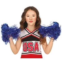 Fiestas Guirca Kostüm, Sportliche Cheerleader Pom Poms Blau Glitzernd Karneval Accessoires Pa blau