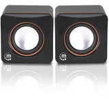 Manhattan Lautsprecher Set (5 Watt, 3,5mm Klinke Stecker, USB-Stromversorgung, für PC, Laptop, Tablet und Smartphone) schwarz/orange, 161435