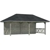 Palmako Pavillon Bianca 16,6 m2 Set 2 Grau tauchimprägniert