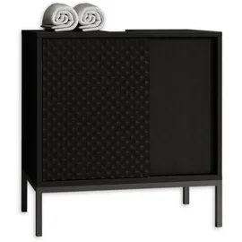 Stella Trading Mid.you Waschbeckenunterschrank Schwarz - Moderner Bad Unterschrank Badezimmerschrank mit viel Stauraum - 60 x 62 x 32 cm Made in EU, stehend, Badezimmer, Badezimmerschränke, Waschbeckenunterschränke