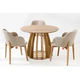 KONSIMO® Esstisch APOLI Wohnzimmertisch, Runder Esstisch, Eichenfurnierplatte, hergestellt in der EU, Gewicht: 29,5 kg, Durchmesser: 100 cm braun