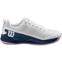 Wilson Rush Pro 4.5 Tennisschuh für den Sandplatz, Damen, Gr. 41 1/3, Weiß/Blau/Rosa (White/Ensign Blue/Pirouette)