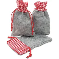 Frau WUNDERVoll® 12 Filz-Säckchen rot/grau 15 x 10 cm