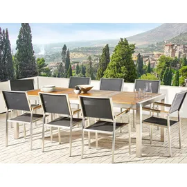 Beliani Gartentisch 220 x 100 x 74 cm Hellbraun/Silber