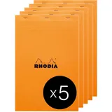 Rhodia Notizheft 5x Block geheftet A4+ 21x31,8cm 80 Blätter gelb liniert Orange