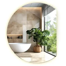 Tulup Led, Blaugrau, Glas, 63x70x0.4 cm Spiegel, Wandspiegel