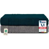 Komfortec Handtuchset 80 x 200 cm grau/petrol 2-tlg.