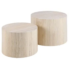 Actona Couchtisch »Dice Wohnzimmertischset, Beistelltisch, Sofatisch, TOPSELLER", (Couchtisch, Beistelltisch), rund, 2er-Set, Steinoptik, in weiteren Variationen, T: 58/50 cm