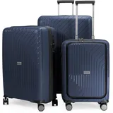 HAUPTSTADTKOFFER TXL - 3er Kofferset, TSA, Trolley-Set, 4 Rollen, Rollkoffer, EXTRA LEICHT, Reisekoffer, (S+Laptopfach, M & L), Dunkelblau