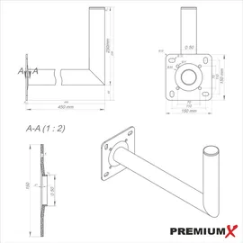 Premium X PremiumX SAT Anlage 45cm Anthrazit Satellitenantenne Twin LNB Wandhalter 45cm