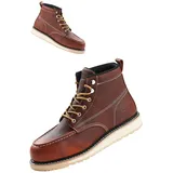 Vevor Arbeitsstiefel mit Stahlkappe, US-Größe 9,5, Arbeitsschuhe für Herren, Sicherheitsschuhe, leichte und atmungsaktive Herrenstiefel mit EVA-Gummisohle für Industrie und Bau, Braun