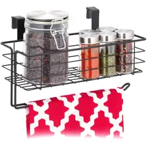 Relaxdays Einhängekorb mit Küchenrollenhalter, schwarz