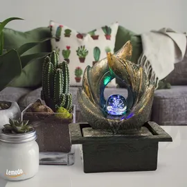 Lemodo Zimmerbrunnen Elements mit LED-Beleuchtung, Feng Shui Dekobrunnen für Wohnung und Büro