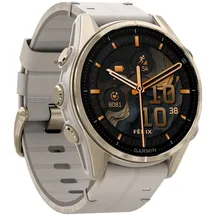 Garmin fenix 8 AMOLED 43 mm sapphire, nebelgrau / softgold mit QuickFit-Leder-Armband 20 mm