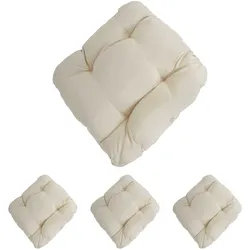 4er-Set Sitzkissen Milano, Stuhlkissen Kissen, 41x38x8cm ~ creme