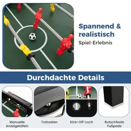 Costway 4 in 1 Tischkicker, Multifunktionstisch mit Tischfußball,Billard,Tischtennis&Airhockey, Kombi-Spieltisch-Set für Kinder&Erwachsene 125x97... - Schwarz