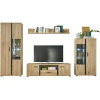 Die Möbelfundgrube Wohnwand Artisan Eiche 340 cm LED-Beleuchtung - KANADA