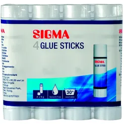 SIGMA Klebestift GL03, weiß, ohne Lösungsmittel, 9 g, 4 Stück