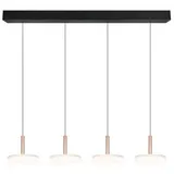 Trio Celeste 4-flg. 115 cm rund braun/weiß Glas Metall