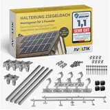 avoltik Solarmodul-Halterung Solar-Halterung Ziegeldach Montageset Dach Befestigung f 2 Solarmodule, (Avoltik Solar Halterung Ziegeldach Montageset Dach Befestigung für 2 Module, Avoltik Solar Halterung Ziegeldach Montageset Dach Befestigung, Avoltik Solar Halterung Ziegeldach Montageset Dach Befestigung) silberfarben