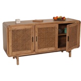 Mendler Sideboard HWC-M47, Schrank Kommode Highboard Anrichte, Staufächer, Rattan Akazie Massiv-Holz gebeizt 82x160x45cm 38kg