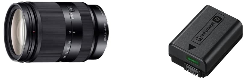 Sony SEL-18200LE Zoom-Objektiv (18-200 mm, F3.5-6.3, OSS) schwarz & NP-FW50 W-Serie Lithium Akku passend für Alpha und NEX Kameras (A7RM2/7SM2/7M2, A7R/7S/7, A6000/6400/6300/6100/5100, NEX) schwarz
