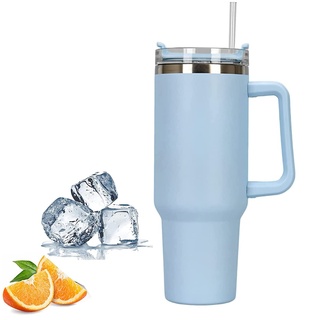 Reisebecher mit Griff, Stanley Becher mit Strohhalm und Griff, Edelstahl Kaffeebecher mit Deckel Kaffeebecher, vakuumisolierte Wasserflasche für Heißgetränke
