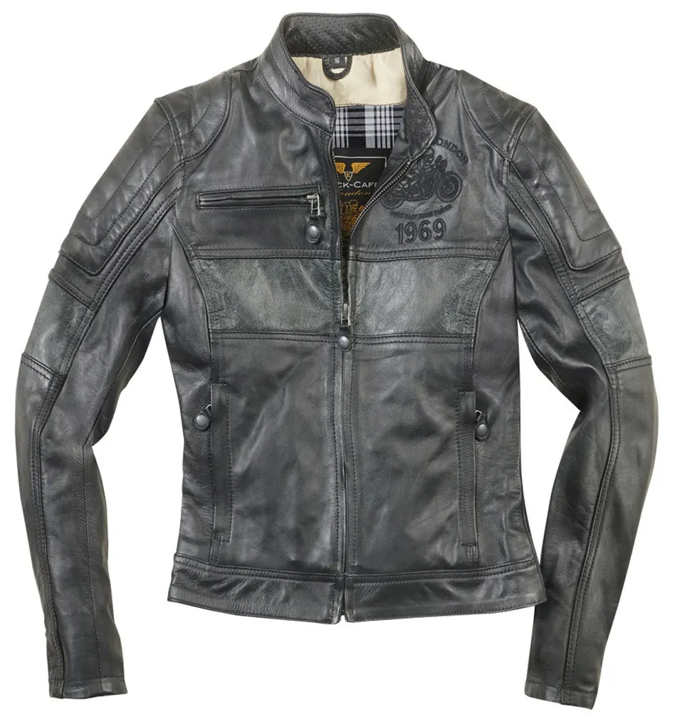 Black-Cafe London Shona II Damen Motorrad Lederjacke, Größe L