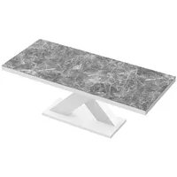 Design Esstisch Tisch HE-888 Marmoroptik dunkel - Weiß Hochglanz ausziehbar 160 bis 210 cm