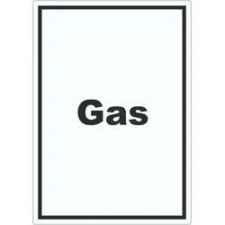 Gas Aufkleber mit Text Anschluss hochkant A3 (297x420mm)