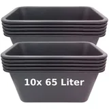 BURI Mörtelkübel Set Pflanzwanne Mörtelkasten Pflanzkübel Zementkübel Maurerkasten, (10-tlg) schwarz 65 l