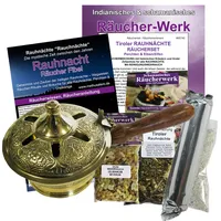 RAUHNÄCHTE 8-TLG Set Tiroler RAUHNACHT + WEIHRAUCH + MEGA Räucherpfanne Messing zum räuchern. Mit ZUBEHÖR. 95740-RS12