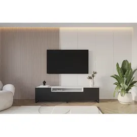 altdecor ELIO Lowboard 200 cm Schwarz/Weiß Holzwerkstoff